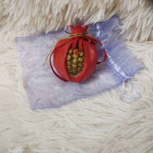 Handmade pomegranate charm with clay and painted, new