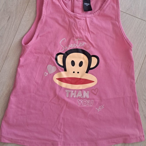 Paul Frank sleeveless top used, glitter, size 110-116 cm, pink