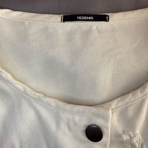 Crop denim jacket white new, size M