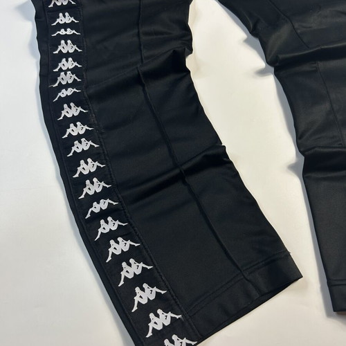 Kappa 222 Banda Astoria track pants men's black white tape loose fit