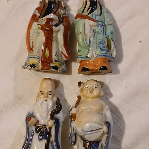 Chinese deities used, set of 4, porcelain miniatures