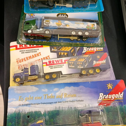 Die Cast Miniature Trucks Set of 14, like new, mostly beer advertising