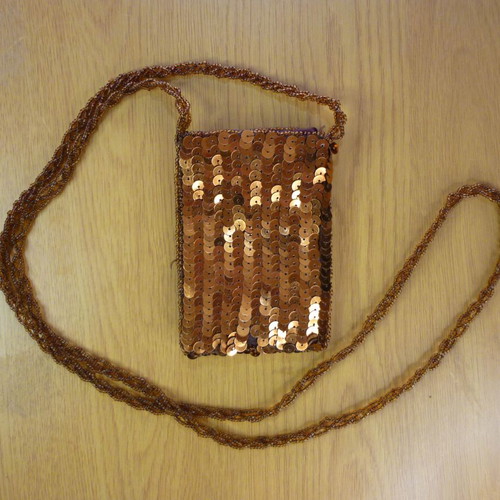 Women's vintage bronze wallet bag used shoulder with sequins