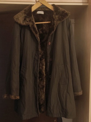 Women's jacket with polyester fur lining, like new, brown XXL