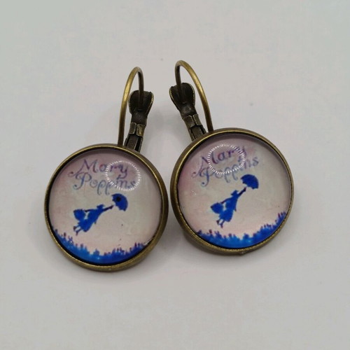 Mary Poppins earrings blue and purple, new