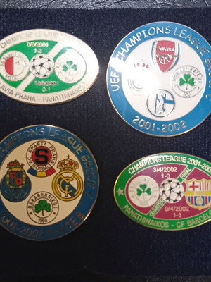 Panathinaikos 2001-2002 Champions League pin set of 4