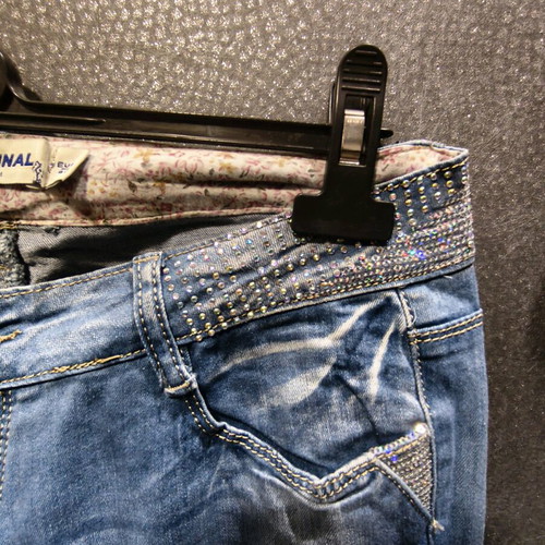 Y2K Glam Distressed Skinny Jean like new, blue with strass