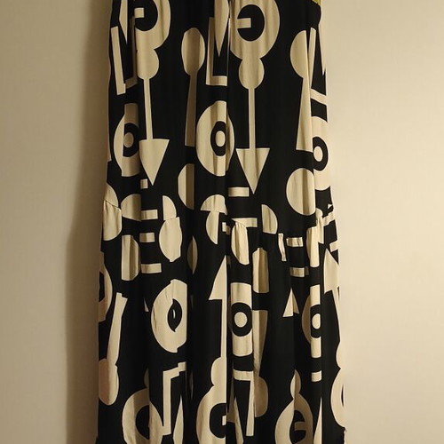 Women's summer dress XL, long, black and beige, like new