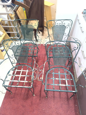 Fer forgé chairs with table for outdoor use used, set of 4