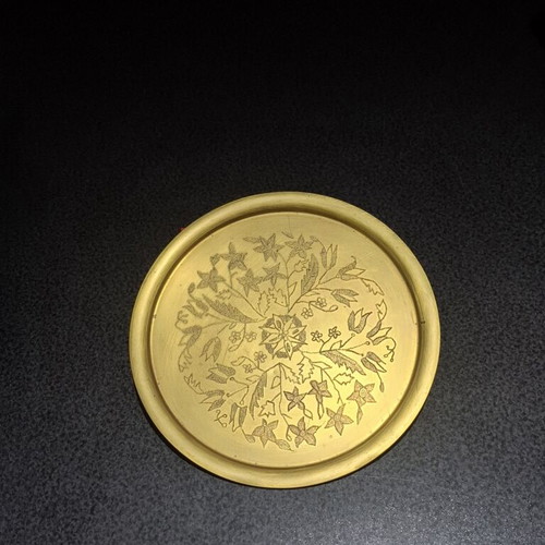 Brass Carved Tray 20cm like new with traditional floral design