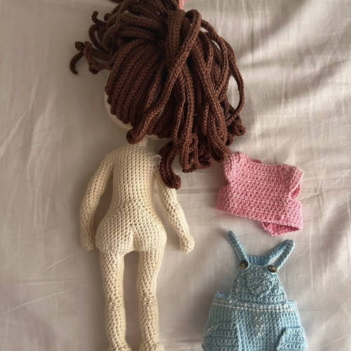 Handmade Amigurumi Doll like new with removable clothes