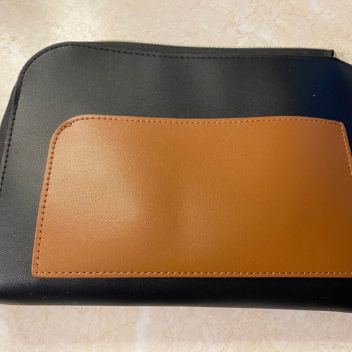 Lanvin toiletry bag new black leatherette with travel cosmetics