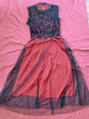 Italian dress with black lace and tulle, size small, used