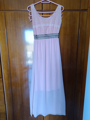 Long formal dress like new, size S 36, pink