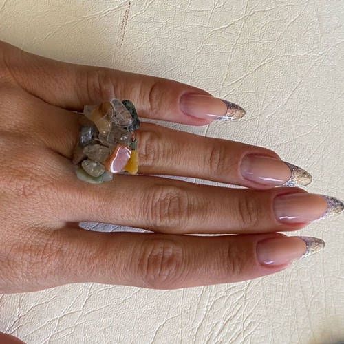 Handmade agate ring adjustable, new