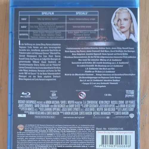 L.A. Confidential Blu-ray like new, crime thriller drama with subtitles