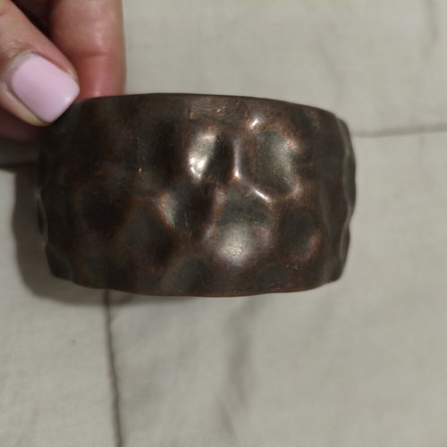 Vintage cuff bracelet used, hammered copper color