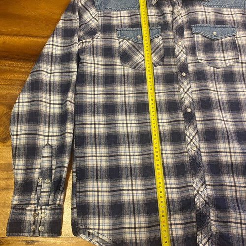 Sfera Men Checked Shirt with Denim Details Large like new