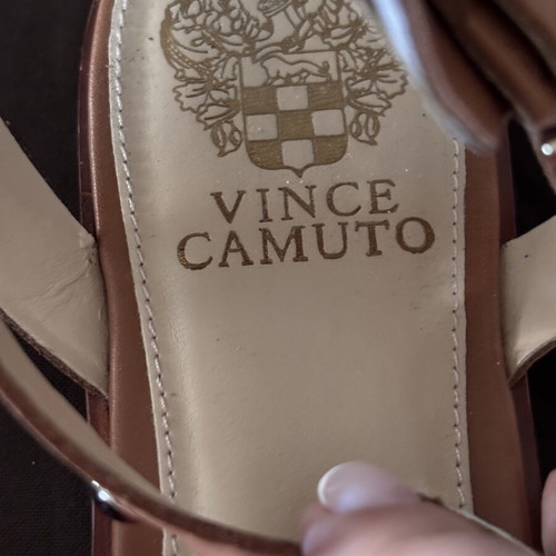 Vince Camuto leather flat sandals used, size 38, brown with studs