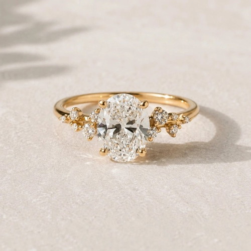 Silver 925 gold-plated ring with oval zircon, 16.9 mm