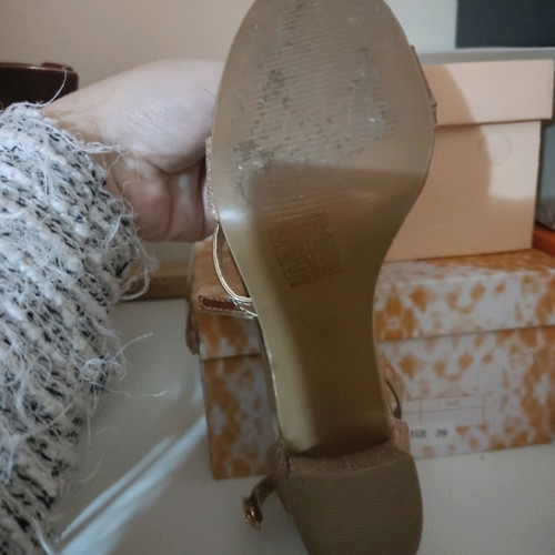 Pink gold sandals new, size 38, 8 cm heel