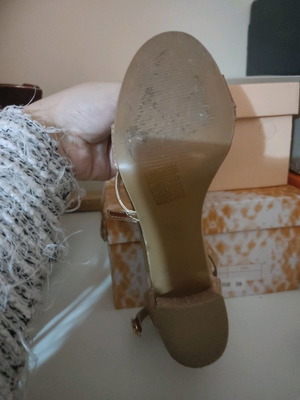 Pink gold sandals new, size 38, 8 cm heel