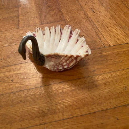 Decorative table ornament used, shell with swan head