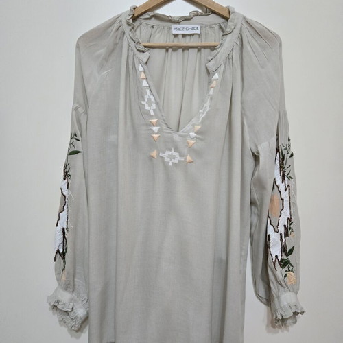 Peace and Chaos tunic like new, one size, colorful embroidery