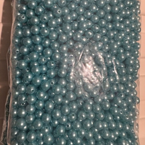 Plastic PVC beads 8 mm new, light blue, 100 g