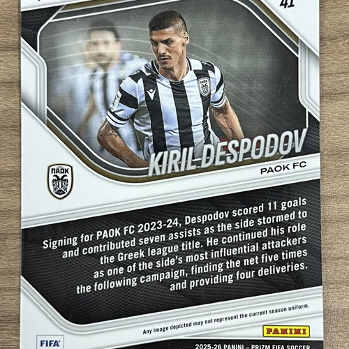 2025-26 Panini Prizm FIFA Soccer RC Kiril Despodov Hyper card like new