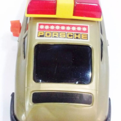Vintage wind-up toy car used Greek made Vasileiadis Porsche