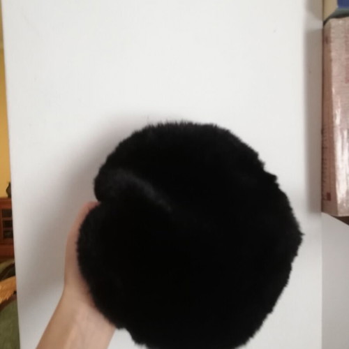 Round fuzzy shoulder bag, black, 21 cm diameter