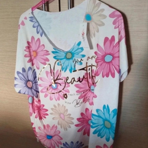 Short Sleeve Blouse New Collection Italy one size white multicolor new