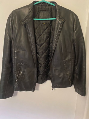 Δερμάτινο jacket γυναικείο biker μεταχειρισμένο, μαύρο, μέγεθος L