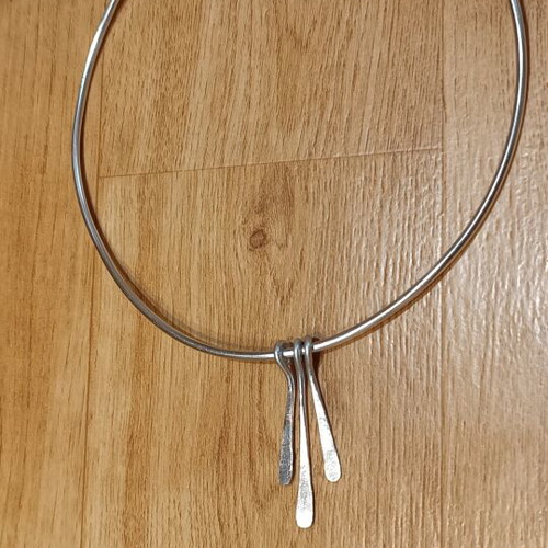 Silver Handmade Wire Necklace with 3 Removable Drop Elements