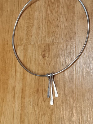 Silver Handmade Wire Necklace with 3 Removable Drop Elements