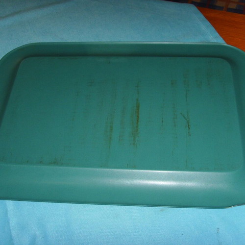 Metal serving tray used with wooden handles 43x30 cm