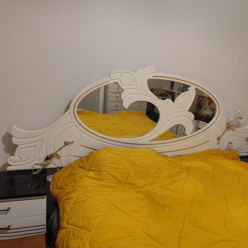 Bedroom furniture set with double bed, two nightstands, dressing table and mirror