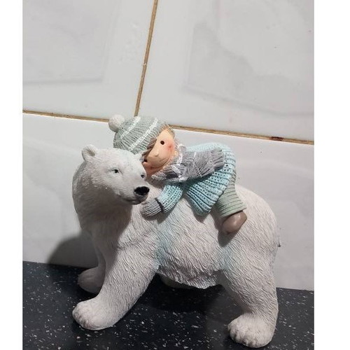 Christmas decorative statue bear with boy used