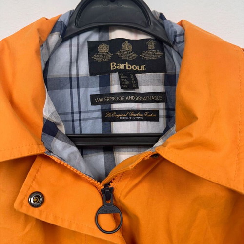 Barbour Women Hoody Jacket used, size 42, orange, waterproof