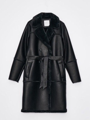 Mohito coat like new, black eco leather with soft lining
