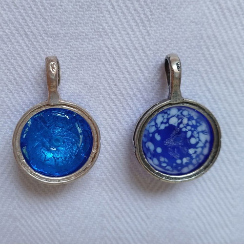 Murano glass pendants set with 925 silver, like new, 2 pieces