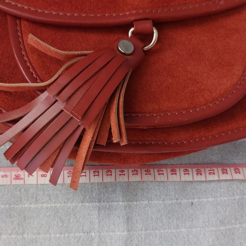 Asos leather shoulder bag, red-brown with tassel