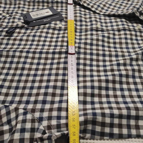 Oxford Company men's shirt new, blue-white-brown, XL