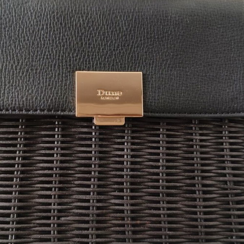 Dune London shoulder bag like new, black leather and straw