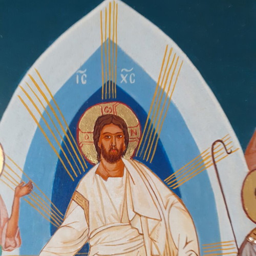 Byzantine icon new, egg tempera on wood with real gold leaf