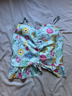 Summer blouse like new, waterproof fabric, multicolor turquoise, size S