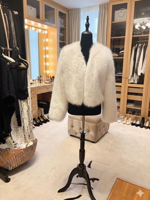 Κοντό λευκό γούνινο jacket καινούργιο