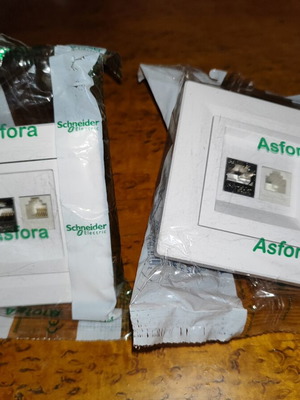 Schneider Electric Asfora Double Sockets RJ12 + RJ45 Cat5e Set of 2 New White