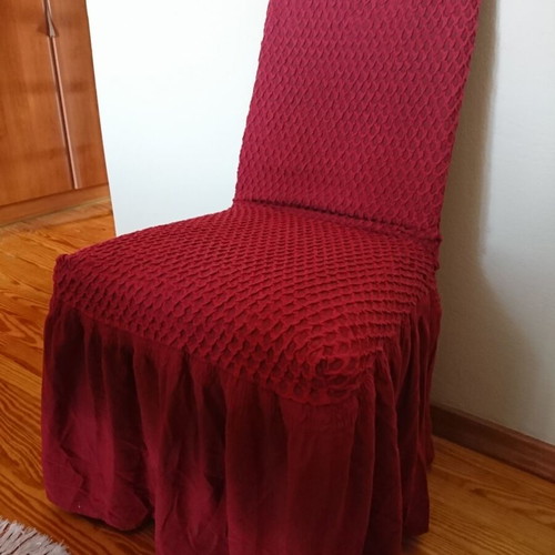 Elastic cotton chair covers like new, pack of 6, burgundy